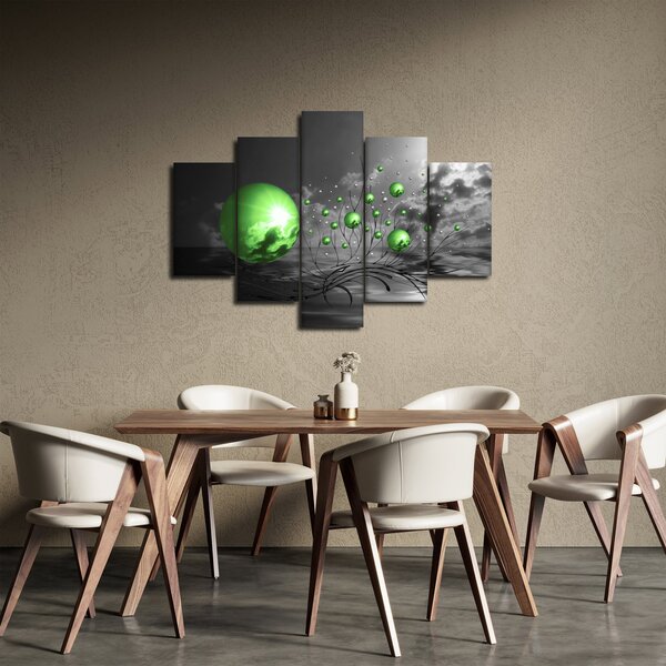 Slika zelenih apstraktnih kugli (150x105 cm)