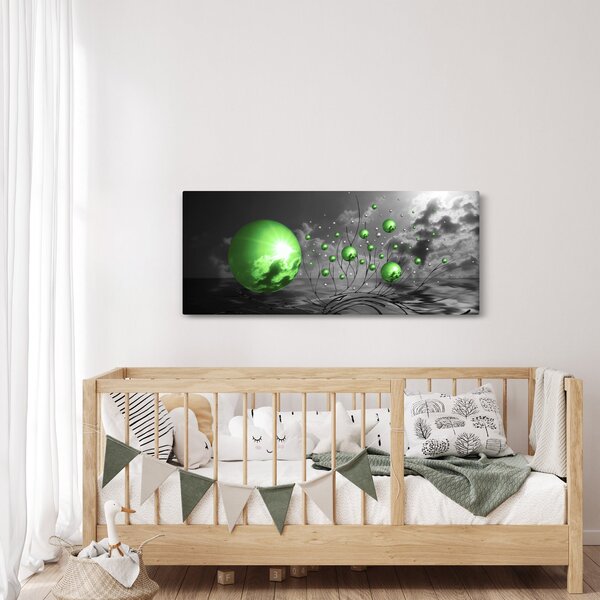 Slika zelenih apstraktnih kugli (120x50 cm)