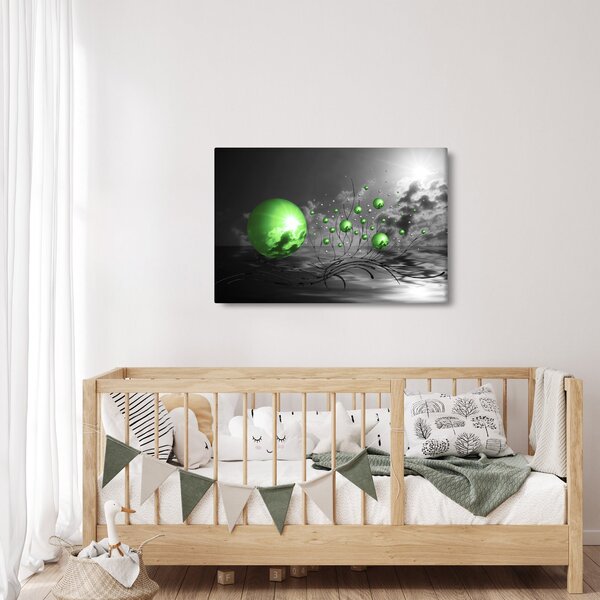 Slika zelenih apstraktnih kugli (90x60 cm)