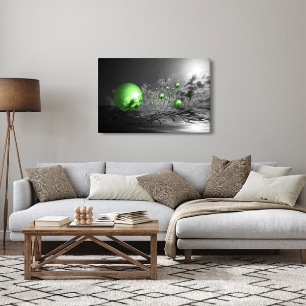 Slika zelenih apstraktnih kugli (90x60 cm)