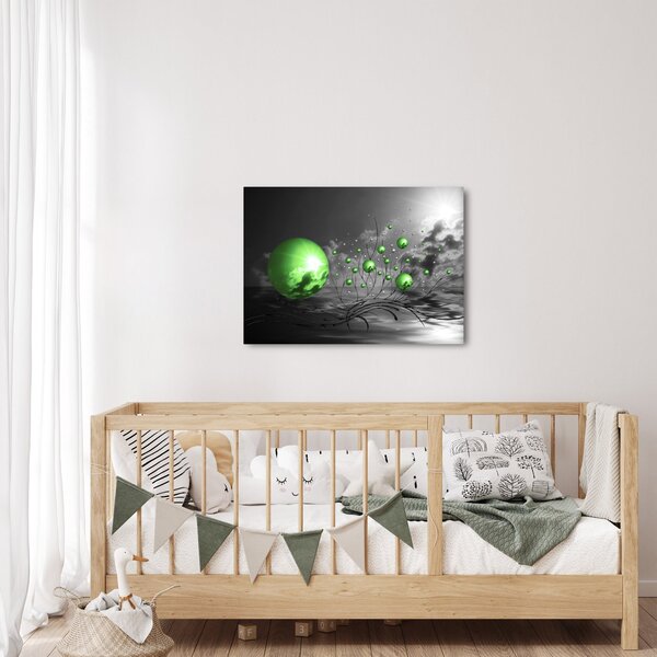 Slika zelenih apstraktnih kugli (70x50 cm)