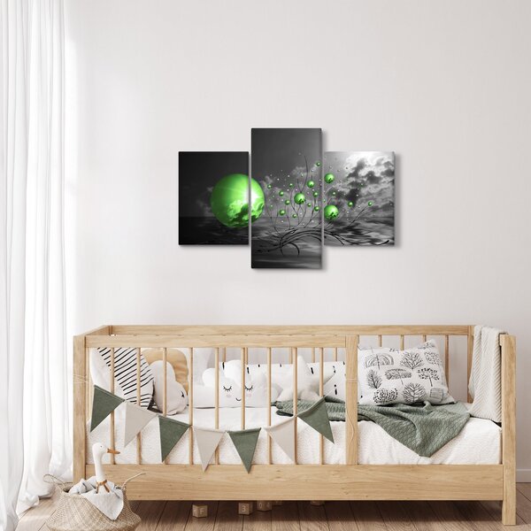 Slika zelenih apstraktnih kugli (90x60 cm)