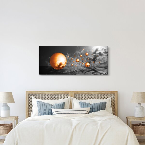 Slika narančastih apstraktnih kugli (120x50 cm)