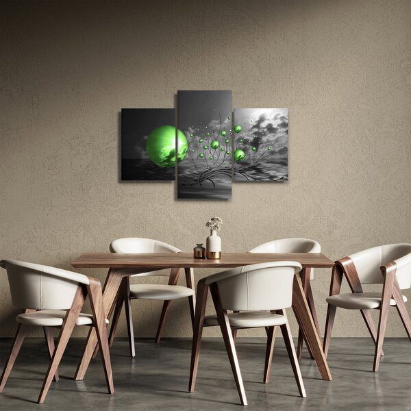 Slika zelenih apstraktnih kugli (90x60 cm)
