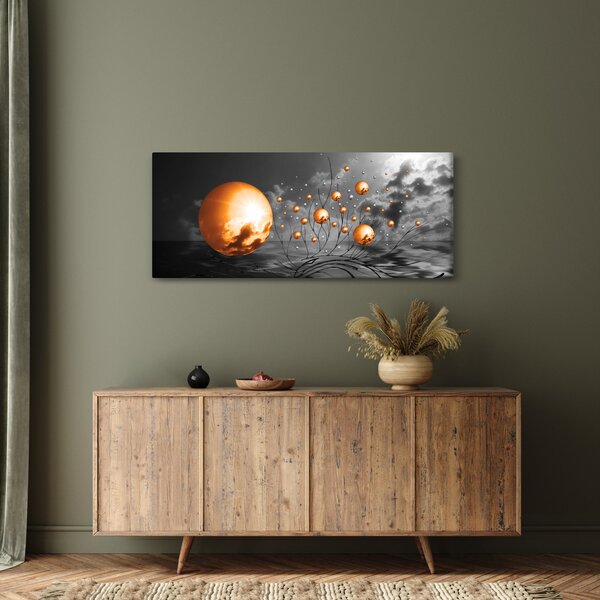 Slika narančastih apstraktnih kugli (120x50 cm)