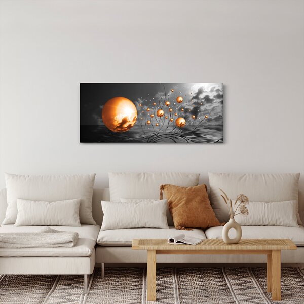 Slika narančastih apstraktnih kugli (120x50 cm)