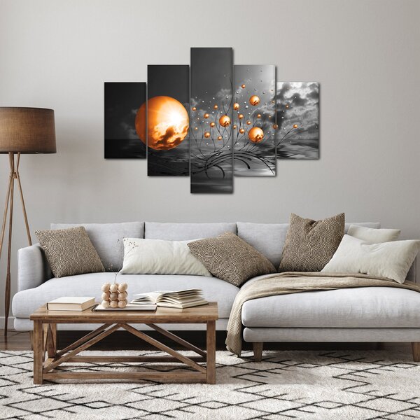 Slika narančastih apstraktnih kugli (150x105 cm)