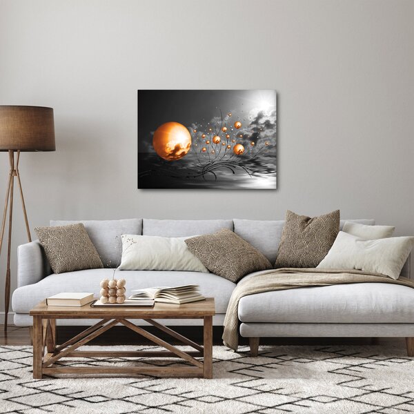 Slika narančastih apstraktnih kugli (70x50 cm)