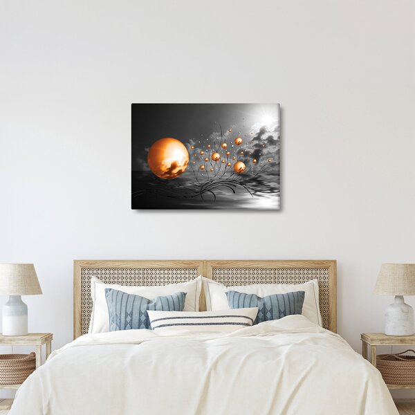 Slika narančastih apstraktnih kugli (70x50 cm)