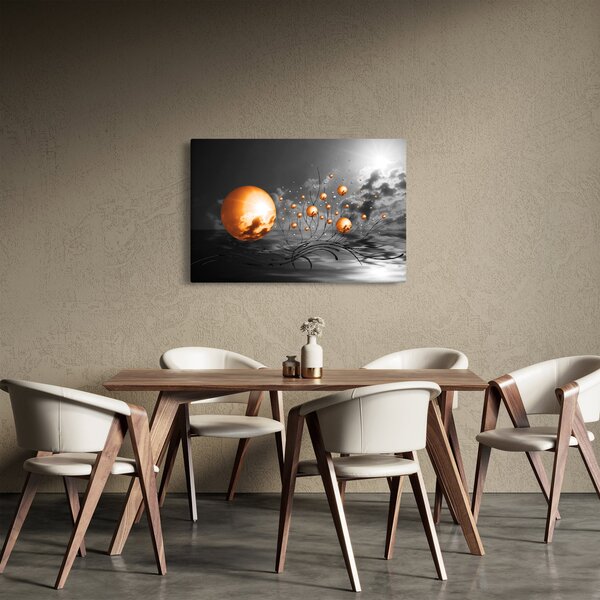 Slika narančastih apstraktnih kugli (90x60 cm)
