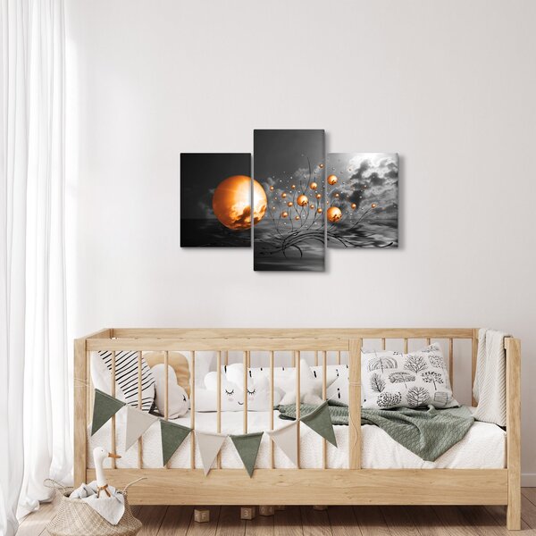 Slika narančastih apstraktnih kugli (90x60 cm)