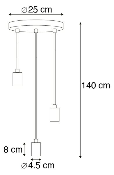 Smart Industrial viseća svjetiljka crna uklj. Wifi G95 3 svjetla - Facil