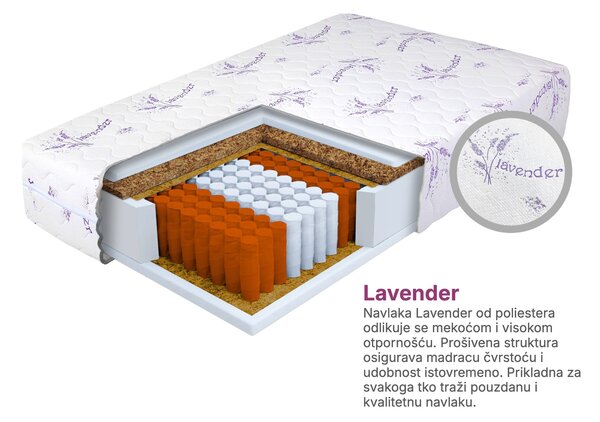 Džepičasti madrac s kokosom Dax 80x200x24 - navlaka Lavender