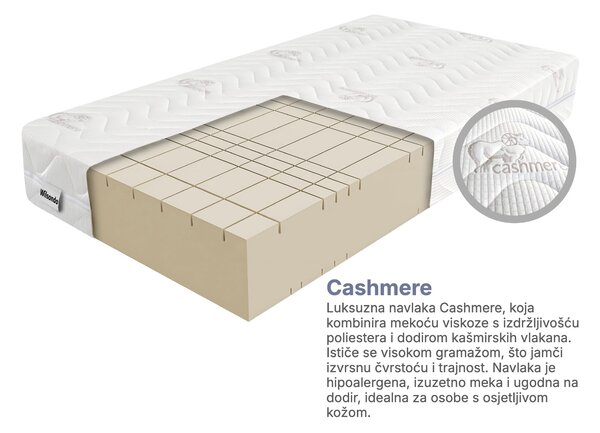 Visoki pjenasti madrac Orion 80x200x26 - navlaka Cashmere
