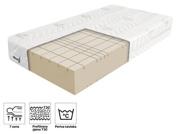 Visoki pjenasti madrac Orion 80x200x26 - navlaka Cashmere