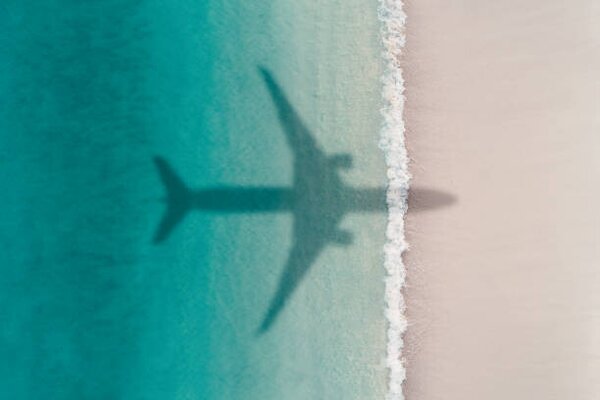Umjetnička fotografija Aerial shot showing an aircraft shadow, Abstract Aerial Art, (40 x 26.7 cm)