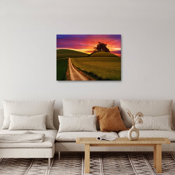 Slika polja sa zalaskom sunca (70x50 cm)