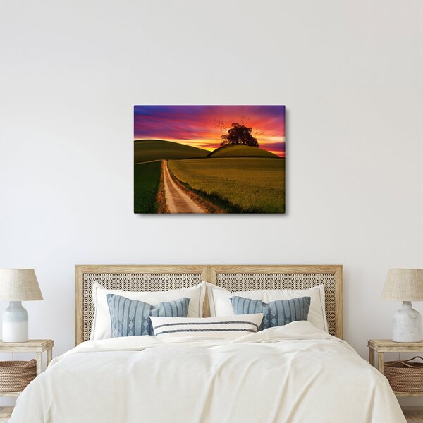Slika polja sa zalaskom sunca (70x50 cm)