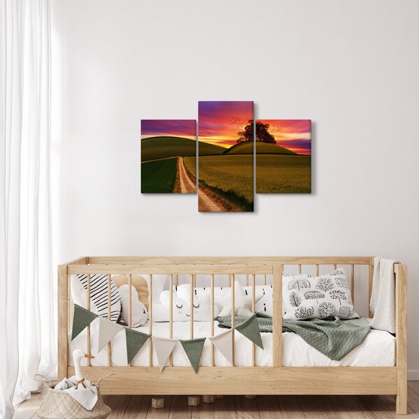 Slika polja sa zalaskom sunca (90x60 cm)
