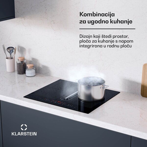 Klarstein AirJet FlexPro Down Air System, Indukcijska ploča + napa, Flexi zona, Booster