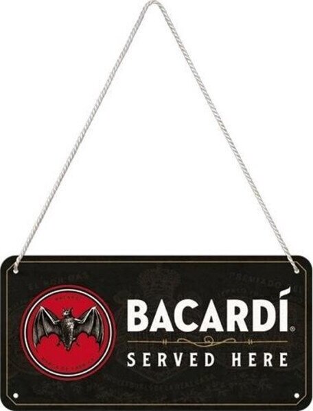 Metalni znak Bacardi - Served Here, (20 x 10 cm)
