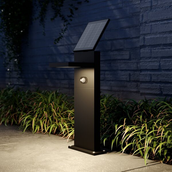 Lucande LED solarna staza Silvan, 60 cm, senzor, antracit, Crno, Aluminij, Solarna svjetla