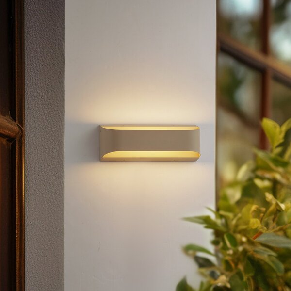 Lindby LED vanjska zidna svjetiljka Lenore, bež, metalna, 36,5 cm, Bež, Aluminij