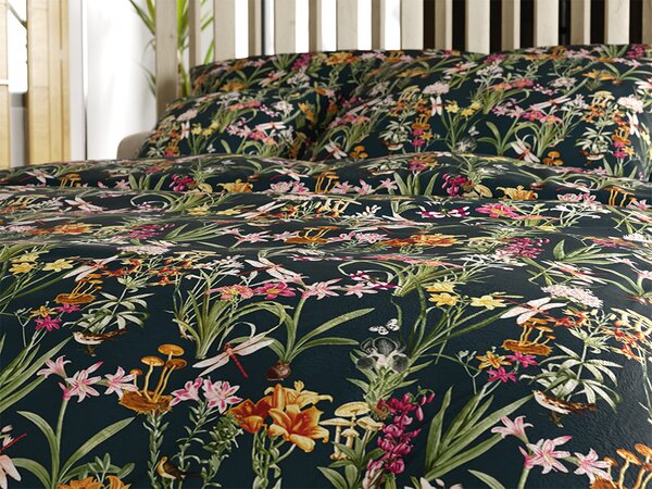 Set posteljine od mikropliša MYSTIC GARDEN tamno zelena + plahta od mikroplyša SOFT 90x200 cm bijela, jednokrevetno