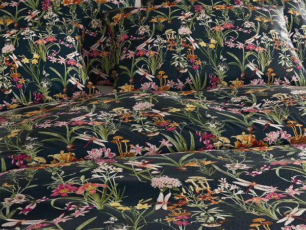 Set posteljine od mikropliša MYSTIC GARDEN tamno zelena + plahta od mikroplyša SOFT 90x200 cm bijela, jednokrevetno