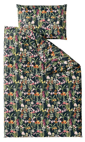 Set posteljine od mikropliša MYSTIC GARDEN tamno zelena + plahta od mikroplyša SOFT 90x200 cm bijela, jednokrevetno
