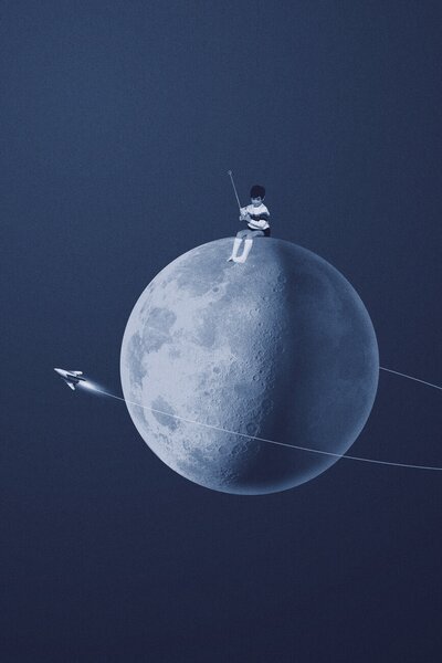 Ilustracija Moon boy, Maarten Léon, (26.7 x 40 cm)