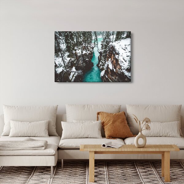 Slika - planinska rijeka zimi (90x60 cm)