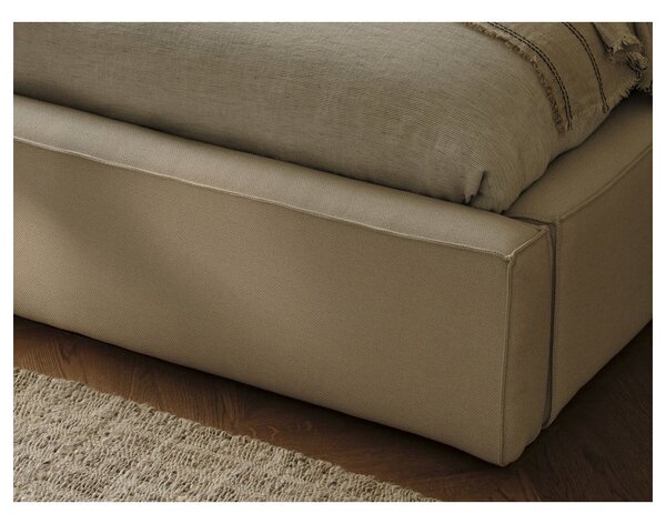 Bež tapecirani bračni krevet s prostorom za pohranu s podnicom 160x200 cm Arendal – Cosmopolitan Design