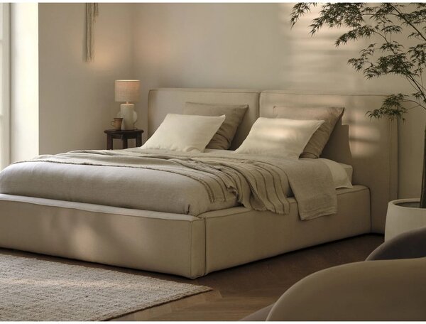 Bež tapecirani bračni krevet s prostorom za pohranu s podnicom 160x200 cm Arendal – Cosmopolitan Design