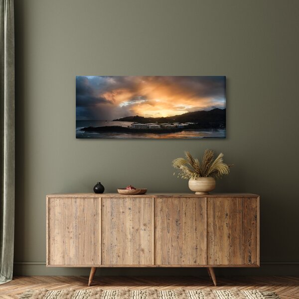Slika - plaža s oblačnim nebom (120x50 cm)