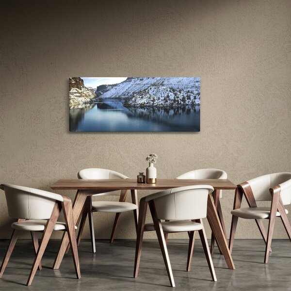 Slika - zimski krajolik s jezerom (120x50 cm)