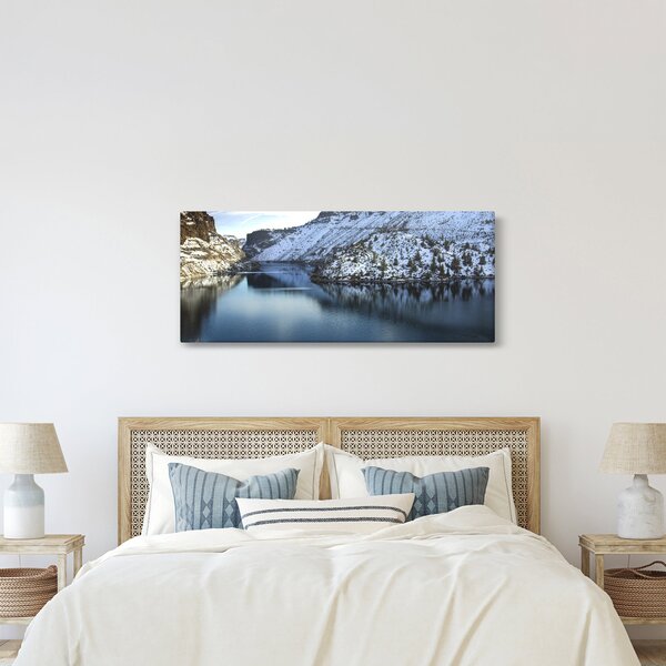 Slika - zimski krajolik s jezerom (120x50 cm)