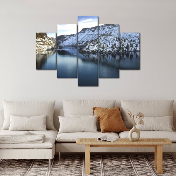 Slika - zimski krajolik s jezerom (150x105 cm)