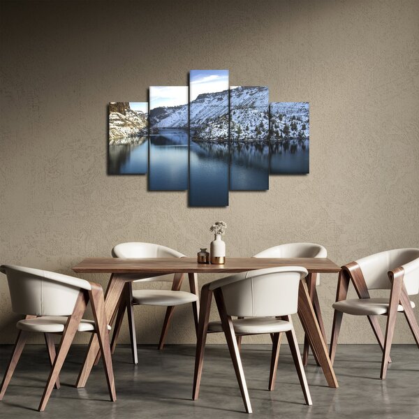 Slika - zimski krajolik s jezerom (150x105 cm)