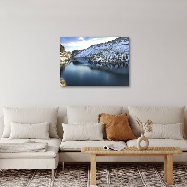 Slika - zimski krajolik s jezerom (70x50 cm)