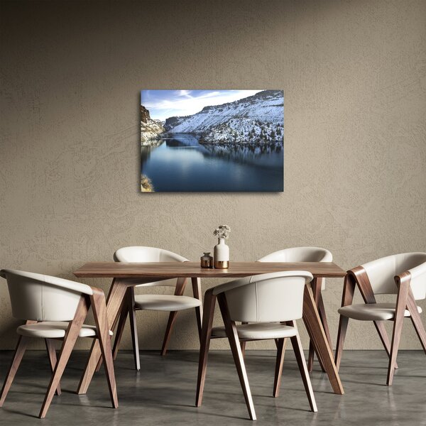 Slika - zimski krajolik s jezerom (70x50 cm)