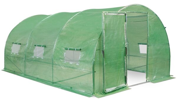 Tunel od folije s metalnim okvirom 3x4,5m Garden Point zeleni s vratima