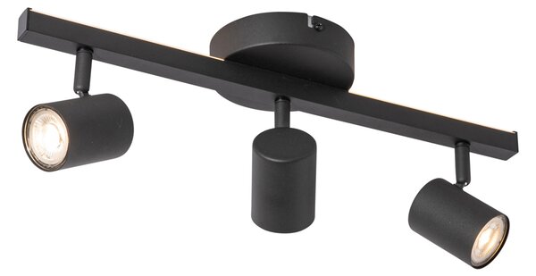 Stropni reflektor crni GU10 50mm 3-svjetla uklj. pozadinsko osvjetljenje i 3-smjerni prekidač - Back Up