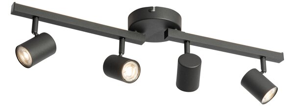 Stropni reflektor crni GU10 50mm 4-svjetla uklj. pozadinsko osvjetljenje i 3-smjerni prekidač - Back Up