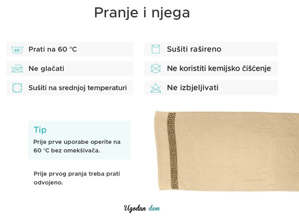 Ručnik GREEK 50 x 90 cm crni, 100% pamuk