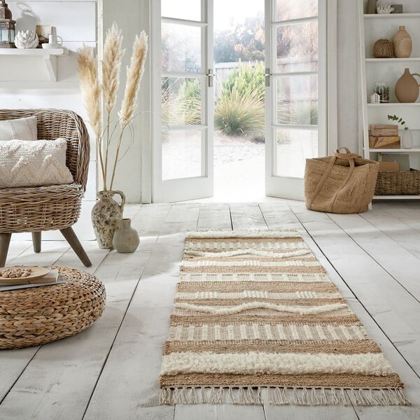 Bež staza od jute Flair Rugs Medina, 60 x 230 cm