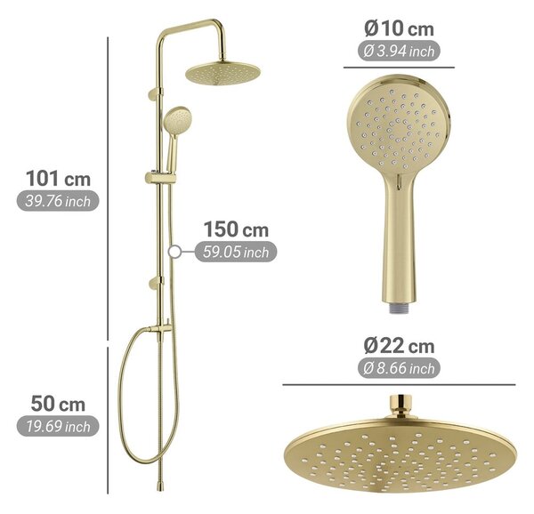 Set za tuš kabinu od nehrđajućeg čelika mat zlatni 101 cm Young Line – Wenko