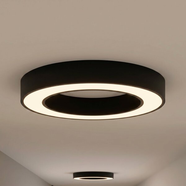 Arcchio Sharelyn LED stropna svjetiljka, Ø60 cm, crna, prigušiva, prigušiva, Crno, Kuhinja, Aluminij