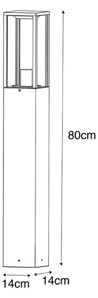 Pametna vanjska podna svjetiljka crna s rebrastim staklom 80 cm uklj. WiFi A60 - Charlois