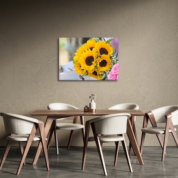 Slika vjenčanog buketa suncokreta (70x50 cm)